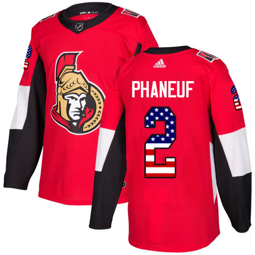 Adidas Senators #2 Dion Phaneuf Red Home Authentic USA Flag Stitched NHL Jersey